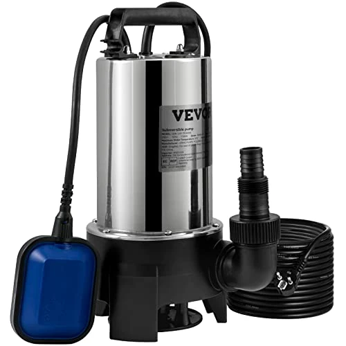 Offerta a tempo: VEVOR Pompa Sommersa Elettrica da Drenaggio per Acqua Sporca 1100W da Giardino Laghi Pozzo, Elettropompa a Immersione per Drenaggio di Acque Sporche Nere Scure 2,7A 1100W per Piscina Giardino Pozzetto - 22% da 65.90 € a 51.33 €