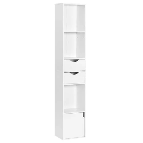 Zeitlich begrenztes Angebot: WOLTU Bücherregal Bücherschrank, Standregal mit Schubladen, Regal mit Tür, Büroregal, Aufbewahrungsregal für Wohnzimmer Schalfzimmer, Weiß, 30 x 158 x 24 cm, SK028ws von 55.99 € auf 44.99 € (20% Rabatt)