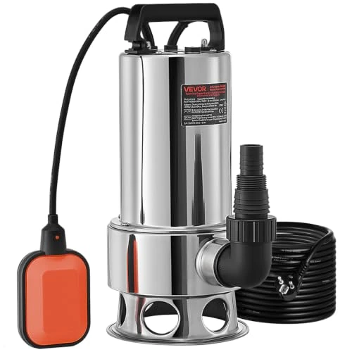 Tijdelijke aanbieding: VEVOR Hefpomp voor geladen water, 1300 W, afvoerpomp voor geladen water, 333,3 l/min, vacuüm dompelpomp, zwembad, kelder, septische tank met afvoeradapter voor het pompen van gebruikte zout van 89.00 € naar 89.00 € (0.00% korting)