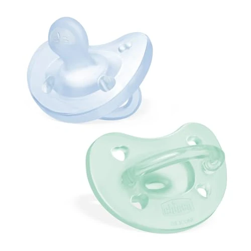 Chicco PhysioForma Silicone Dummy 2-6 Months, Pack of 2, Pacifier Set 2-6 Months, Supports Physiological Breathing and Promotes Proper Development of the Mouth, Light Blue