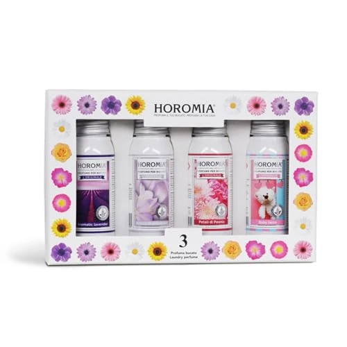 Offerta a tempo: HOROMIA Box Regalo da 4 Profumi per Bucato 50ml - Profuma Bucato per Lavatrice e Asciugatrice - HORO 3 - 14% da 21.63 € a 18.66 €