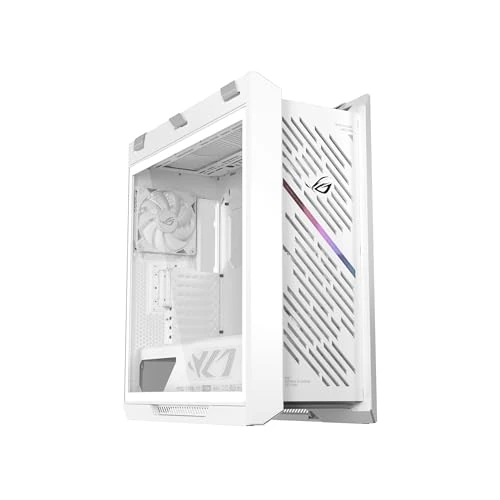 ASUS ROG Strix Helios II GX601S WHITE, Case Gaming EATX in Alluminio, Vetro Temperato ai Lati, Design a Griglia di Diamanti e Filtro 3D, 4 Ventole ARGB Preinstallate, Cinghie per il Trasporto, Bianco