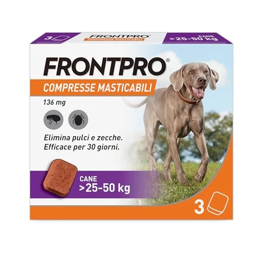 CentroVete Frontpro 136 MG 3 Chewable Tablets for Dogs 25-50 kg Pesticide in Chewable Tablets for Dogs