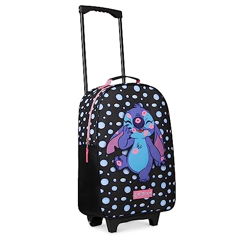 Offerta a tempo: Disney Trolley Bambina Valigia Trolley Minnie Stitch Frozen Valigia per Bambini da Viaggio Bagaglio a Mano Cabin Bag 2 Ruote Accessori Minnie Elsa Stitch Gadget (Nero Stitch) - 38% da 39.49 € a 24.49 €