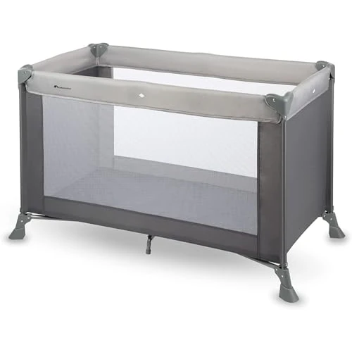 Bebeconfort Soft Dreams, Łóżeczko kempingowe, 0–3 lata (0–15 kg), Lekkie łóżeczko turystyczne, Materac z włókna drzewnego i pianki (60x120cm), Torba do przenoszenia, Kompaktowe składanie, Grey Mist