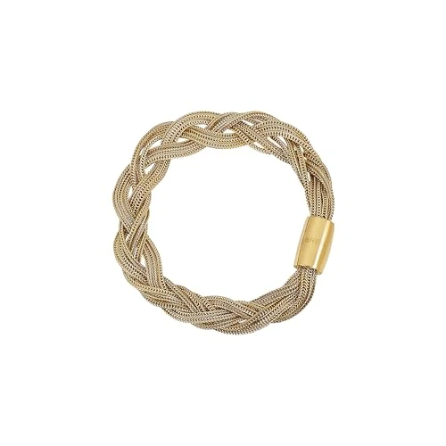 Breil, Kolekcja magnetyczna systemu, bransoletka damska, małe złote skręty, ze stali polerowanej IP Gold, z plecionymi mikro łańcuchami i praktycznym zapięciem magnetycznym, długość 19,5 cm, kolor