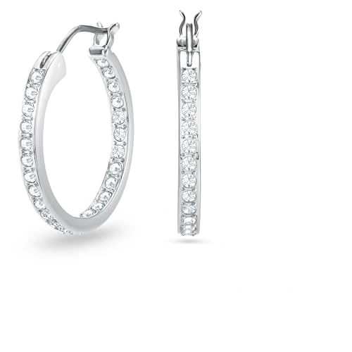 Beperkte aanbieding: Swarovski Sommerset ringoorbellen, Wit, Rodium toplaag van 55.00 EUR naar 38.50 EUR (besparing 30%)