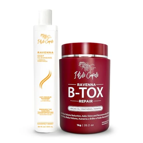 Limited-time offer: I Belli Capelli Ravenna Repair B-tox Hair Treatment Kit- 1kg/35.2 oz Hair B-tox + 300ml/10.1 fl.oz Anti-Residue Shampoo- Set of Btox Capilar Para el Cabello & Clarifying Shampoo for Longer Effect from 65.07 £ to 55.31 £ (save 15%)