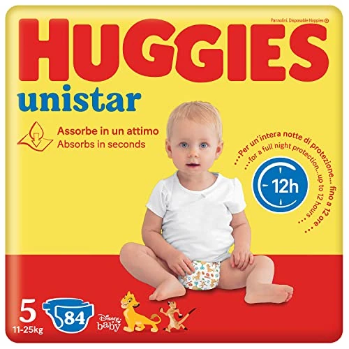 Huggies Unistar Diapers, Size 5 (11-25 kg), Pack of 84 Nappies