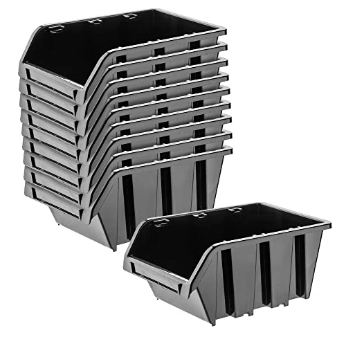 Offerta a tempo: KADAX Contenitori Impilabili Per Pannello Porta Attrezzi da Parete, Cassette di Plastica per Minuteria, Scatole per Officina e Garage (10: Nero, 115 x 80 mm) - 17% da 14.47 € a 11.99 €