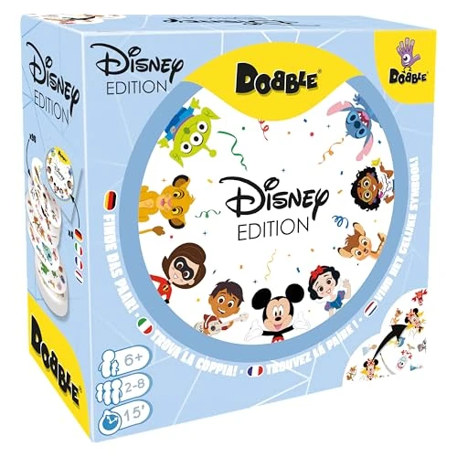 Zeitlich begrenztes Angebot: Asmodee, Dobble Disney, Familienspiel, Kartenspiel, Schnelles und lustiges Gesellschaftsspiel für die ganze Familie, 2-8 Spieler, Ab 6 Jahren, 15 Minuten, Deutsch von 15.99 € auf 15.99 € (0.00% Rabatt)