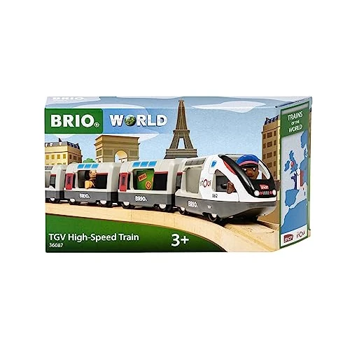Offre limitée : BRIO World - TGV INOUI SNCF 37 cm - Fidèle au Vrai Train - Jouets pour Circuit de Train en Bois - 2 locomotives, 2 Wagons, 1 Personnage - Garçon ou Fille dès 3 Ans - 36087 de 34.90 € à 28.36 € (19% de remise)