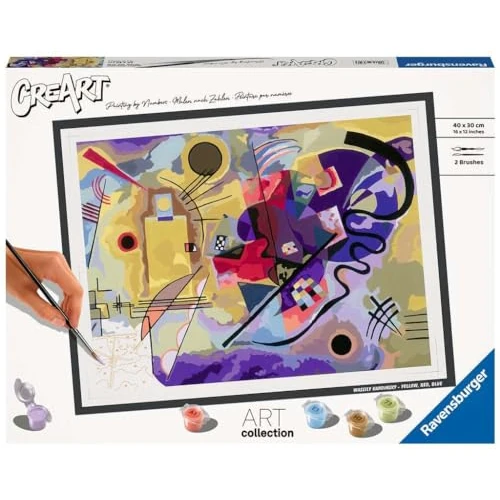 Offerta a tempo: Ravensburger - CreArt ART COLLECTION Kandinsky: Giallo, rosso, blu, Kit per Dipingere con i Numeri, Contiene Tavola Prestampata 30 x 40 cm, 2 Pennelli, Colori e Accessori - 32% da 26.90 € a 18.23 €