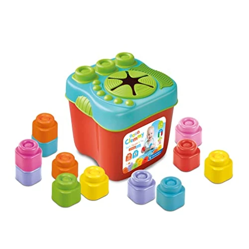 Clementoni - 17807 - Soft Clemmy - Sensory Bucket - Zabawka Konstrukcyjna Dla Dzieci Od 6 Miesięcy, Miękkie Klocki