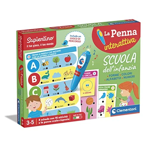 Oferta limitowana: Clementoni Sapientino - Szkoła Dzieciństwa, interaktywna gra edukacyjna dla dzieci w wieku 3-5 lat, nauka kształtów, kolorów, alfabetu i liczb, do rozwoju poznawczego, Made in Italy, włoski, 16748 z 72.47 zł na 72.47 zł (oszczędź 0.00%)