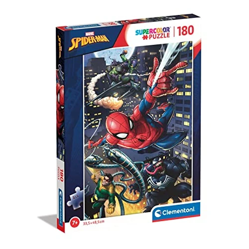 Clementoni - 29782 - Supercolor Puzzle - Marvel Spiderman - Puzzle 180 Teile Ab 7 Jahren, Buntes Kinderpuzzle Mit Besonderer Leuchtkraft & Farbintensität, Geschicklichkeitsspiel Für Kinder