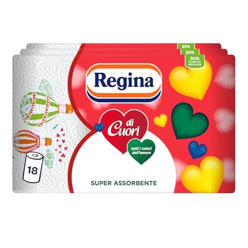 Offre limitée : Regina 18 rouleaux à 2 voiles, 50 feuilles par rouleau, grande absorption, épais et résistant, papier 100% certifié FSC de 27.09 € à 25.00 € (8% de remise)