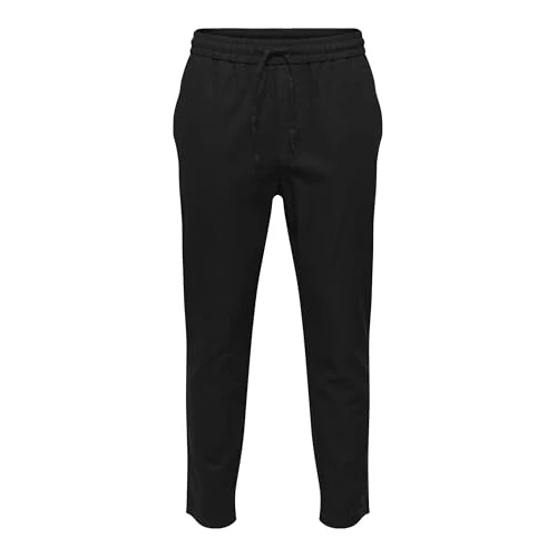 Offre limitée : Only & Sons Pantalon en Tissu pour Homme, Noir, 24-28 de 49.99 € à 29.95 € (40% de remise)