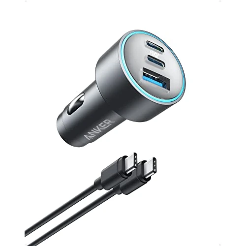 Anker Chargeur Allume Cigare de Voiture Compact Rapide à 3 Ports 67W–Charge Haute Vitesse pour iPhone 17/16, Galaxy S23, iPad Air et Plus Encore–Câble USB-C vers USB-C Inclus pour Une Connexion Facile
