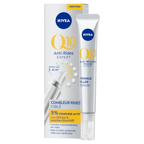 Offerta a tempo: NIVEA Q10 Anti-Rughe Expert – Cura per il riempimento delle rughe mirato – Fronte, Occhi, Labbra, Mentone – Rassoda – Efficace in 5 min – Q10 & Peptidi Bioxifill – Tutti i tipi di pelle – 15 ml - 41% da 14.85 € a 8.79 €