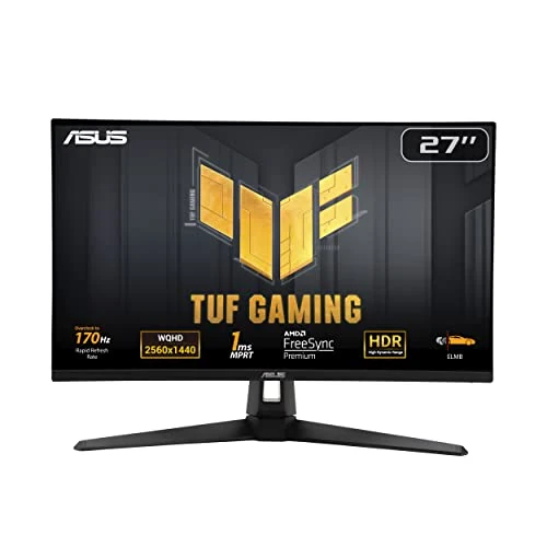 ASUS TUF Gaming VG27AQA1A | 27 inch WQHD Monitor | 170 Hz, 1ms MPRT, FreeSync Premium, HDR 10 | VA Panel, 16:9, 2560x1440, DisplayPort, HDMI, Speaker