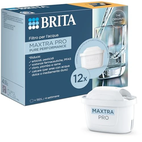 Oferta limitada: BRITA Cartucho de filtro de agua MAXTRA PRO All-in-1 pack 12 - Recambio original BRITA que reduce las impurezas, el cloro, PFAS, los pesticidas y la cal para obtener agua del grifo con mejor sabor de 59.83 EUR a 52.99 EUR (ahorro 11%)