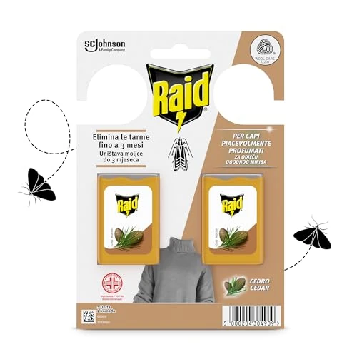 Offerta a tempo: Raid Anti Tarme Gel Vestiti, Per Capi Piacevolmente Profumati, Fragranza al Cedro, 2 Pezzi - 42% da 3.59 € a 2.09 €