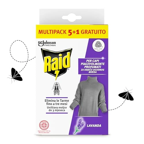 Raid Anti Dust Gel Clothes, Pack of 6 Lavender Perfume, Protects for The Whole Season