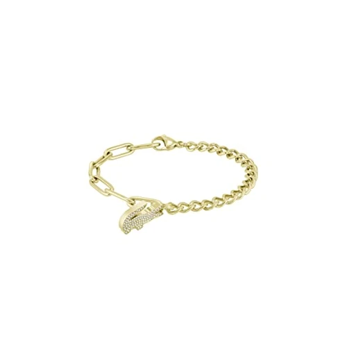 Offerta a tempo: Lacoste Braccialetto a catena da donna Collezione CROCODILE con cristalli, Oro (Yellow Gold), Taglia Unica - 42% da 109.00 € a 62.99 €