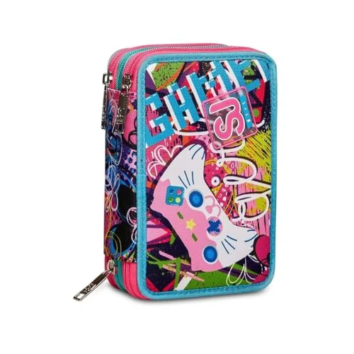 Offerta a tempo: SJ GANG STYLE JAM GANG Astuccio 3 Zip - Triplo Scomparto GLEAMLED GIRL Bambini Unisex, Cactus Flower, 12,5 x 20 x 7 cm - 28% da 32.90 € a 23.76 €