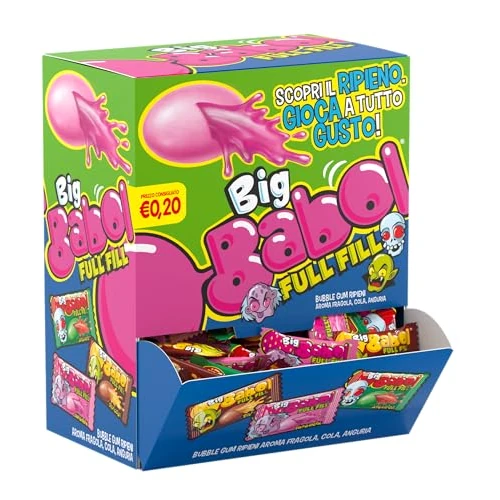 Offerta a tempo: Big Babol Full Fill, Chewing Gum Morbido, Gusto Anguria, Fragola, Cola, Ottime da Condividere, per Feste e Compleanni Bambini, Confezione da 200 Incartate Singolarmente - 30% da 36.05 € a 25.23 €