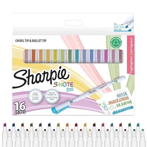 Oferta limitowana: Zakreślacze Sharpie S-Note Duo | Dwustronne kreatywne markery w pastelowych kolorach | Zaokrąglone oraz płaskie końcówki do zakreślania, rysowania, prowadzenia dziennika i nie tylko | 16 szt. z 59.99 zł na 59.99 zł (oszczędź 0.00%)