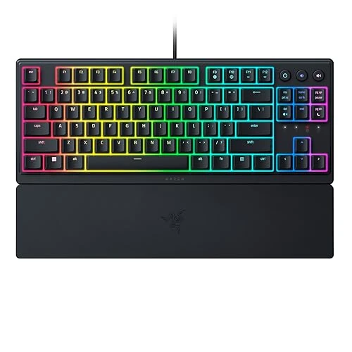 Offre limitee: Razer Ornata V3 Tenkeyless – Clavier Gamer Compact à Bas Profil (Switches Méca-Membrane, Repose-Poignet Magnétique, Touches en ABS Vernies aux UV) Clavier US | Noir de 89.99 EUR a 45.34 EUR (economie 50%)