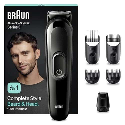 Braun MGK3420 All-In-One baardverzorging, bodygroomerset, 6-in-1 baardtrimmer/tondeuse voor heren, tondeuse, kamopzetstukken, 50 min. draadloze looptijd