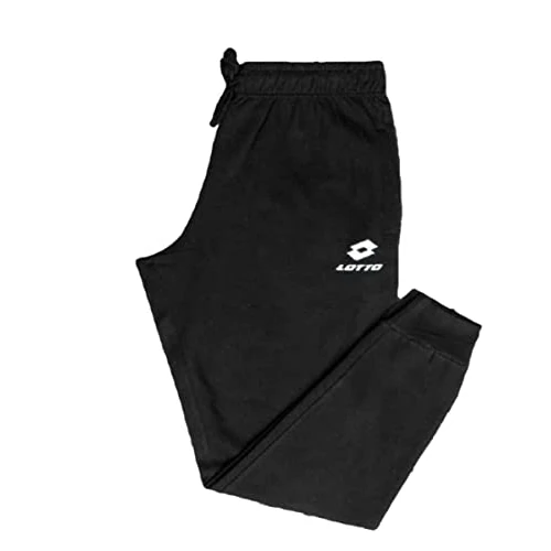 Lotto Pantalón Hombre de Algodón Felpa, Pantalón Mono Hombre Felpa Deportivo Hombre, Negro , M