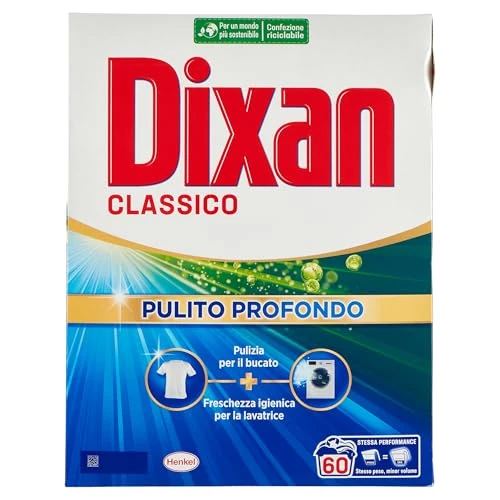 Dixan Classico Pulito Profondo, Detersivo Lavatrice polvere per eliminare le macchie ostinate, formato da 60 lavaggi