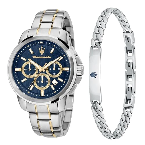 Successo Herenhorloge, chronograaf, kwartshorloge, 44 mm, Zilver/Goud, 44mm, Modern