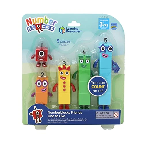 Learning Resources Numberblocks Amigos del 1 al 5 – Figuras coleccionables Oficiales con Brazos articulados, Apoyo al Aprendizaje de los números, Juguete Educativo 3-7 años