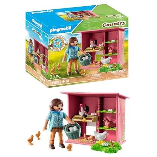 PLAYMOBIL Country 71308 Pollaio, con Gallo, Galline e Pulcini, Giocattolo per Bambini dai 4 Anni in su