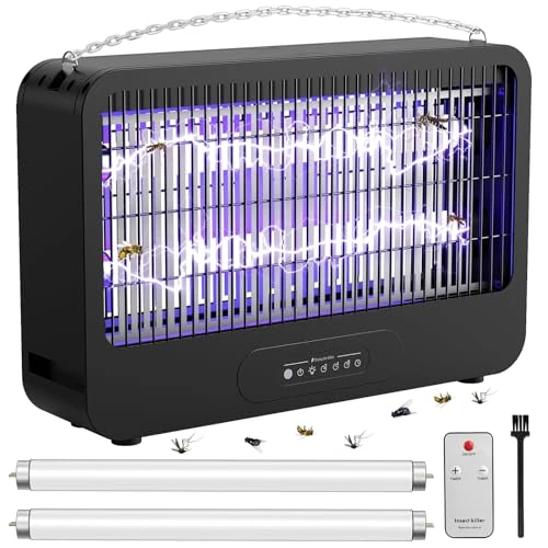 Offerta a tempo: Lampada Antizanzare, Doppio Lato 4000V Zanzariera Elettrica, 20W UV Lampada Zanzare con Telecomando, 2 Lampadine di Riserva, Area Effettiva 100m², Adatta Cucina, Camera Letto,Ufficio（Nero） - 37% da 59.99 € a 37.89 €