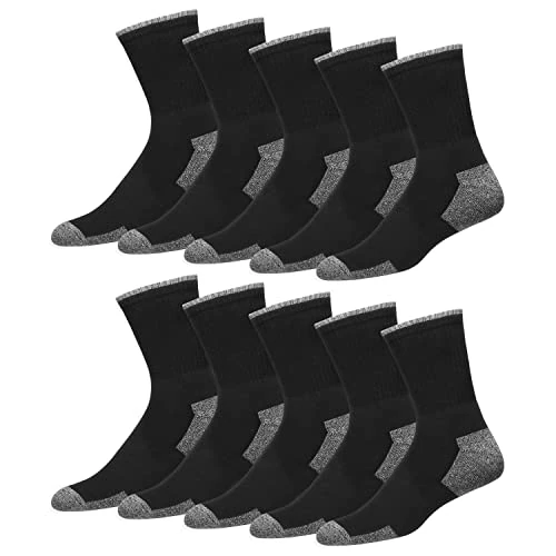 Offerta a tempo: SOXCO Calzini da Uomo in Cotone – Pack da 10 Paia, Modello Crew per Uso Quotidiano (EU 43-46, Nero) - 35% da 14.99 € a 9.77 €
