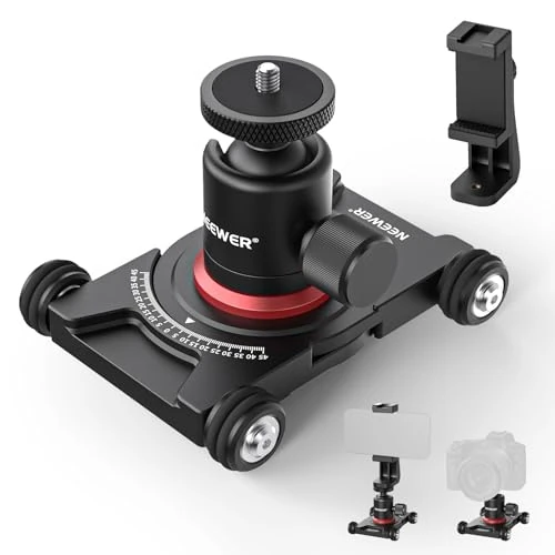Tijdelijke aanbieding: NEEWER Dolly SD001 Camera Slider Dolly met kogelkop en telefoonklem, 4-wielige tafel Dolly met 360° panorama, compatibel met spiegelloze camera, mini-camcorders, GoPro iPhone en Android mobiele van 39.67 € naar 39.67 € (0.00% kortin