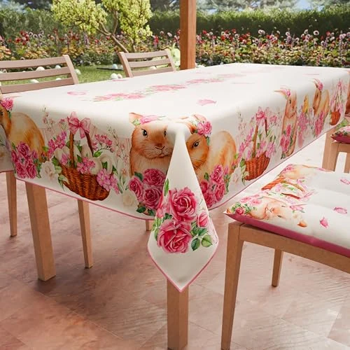 Offre limitée : PETTI Artigiani Italiani - Nappe de Paques, Nappes Rectangulaire Anti Taches pour Pâques, Nappe de Table Rectangulaire 12 Places, 240x140 cm, Pink Bunny, 100% Made in Italy de 29.90 € à 29.90 € (0.00% de remise)
