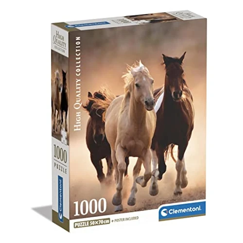 Clementoni - Kolekcja 39771 - Running Horses - 1000 elementów - Puzzle dla dorosłych, wyprodukowano we Włoszech