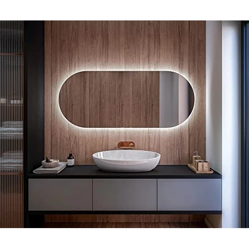 Offerta a tempo: A ARTFORMA Specchio con Coperchio Controluce LED da Bagno - 80x60 cm - su Misura - T107 - a Muro con Illuminazione - 0.00% da 192.84 € a 192.84 €