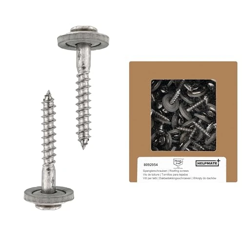 Limited-time offer: HELPMATE – roofing screws 4.5x25 mm stainless steel A2 rust-free – 50 pieces sheet metal roof fasteners with EPDM sealing washer – stainless steel DIN 7995 with screw drive PZ2 from 43.56 £ to 8.04 £ (save 81.54%)