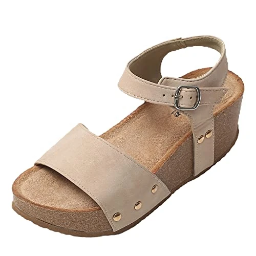 Oferta limitada: JOMIX Sandalias Mujer Verano Sandalias Plataforma Mujer Comodas Sandalias con Cuña Playa Mar Piscina Transpirables Altas Sandalias de Vestir Elegantes, Beige, 38 EU de 26.95 € a 15.80 € (ahorro 41%)