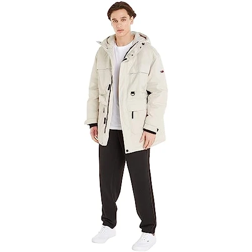 Zeitlich begrenztes Angebot: Tommy Jeans Herren Parka Tech Winter, Elfenbein (Newsprint), L von 198.89 € auf 198.89 € (0.0% Rabatt)