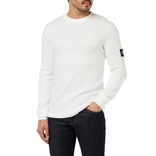 Offerta a tempo: Calvin Klein Jeans Maglietta Maniche Lunghe Uomo Badge Waffle LS Tee Basic — 35% da 59,90 € a 38,99 €