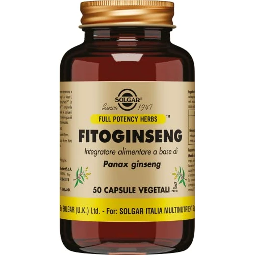 Solgar FITOGINSENG, 50 capsule vegetali – Panax ginseng – energia e tono fisico‑mentale